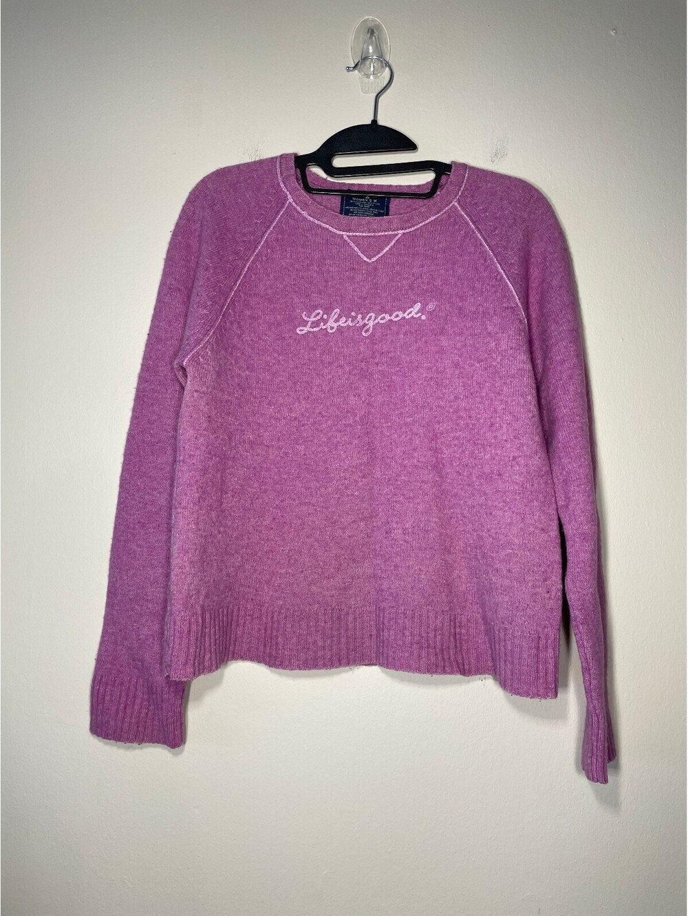 Life Is Good Magenta Pink Wool Blend Crewneck Sweater Cozy M